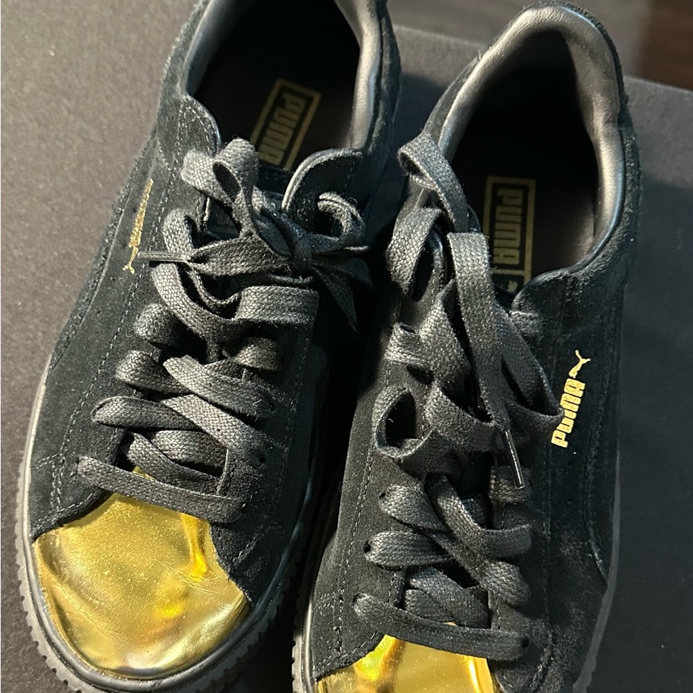 Puma Black Sneakers with Gold Details
